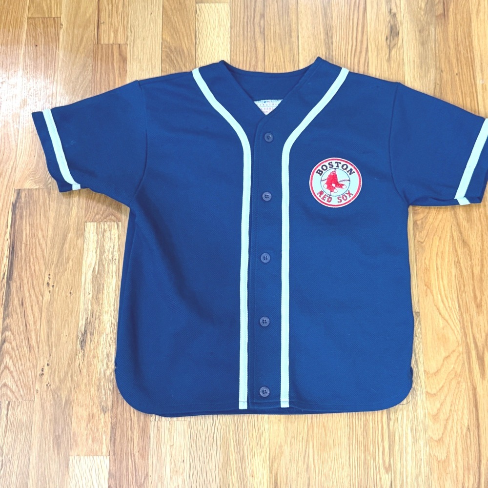 Boston Red Sox Youth Jersey Navy Blue Button Front Genuine Stuff Size M 10-12